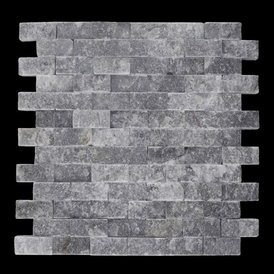 Mozaic din marmura Dark Grey pe plasa 29.5x30