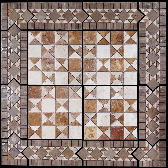 MEDALION MOZAIC DIN TRAVERTIN 108 x 108 cm